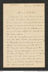 Nachlass Franz Steindachner, Brief von Jean Stoltzmann an Franz Steindachner (21.10.1884), Inv.Nr. 519.01, Seite 1